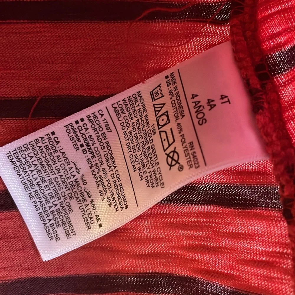 Old Navy Red and Black Striped Long Sleeve Pocket Tee